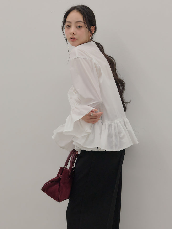 ハイウエストセンタープレスワイドパンツ