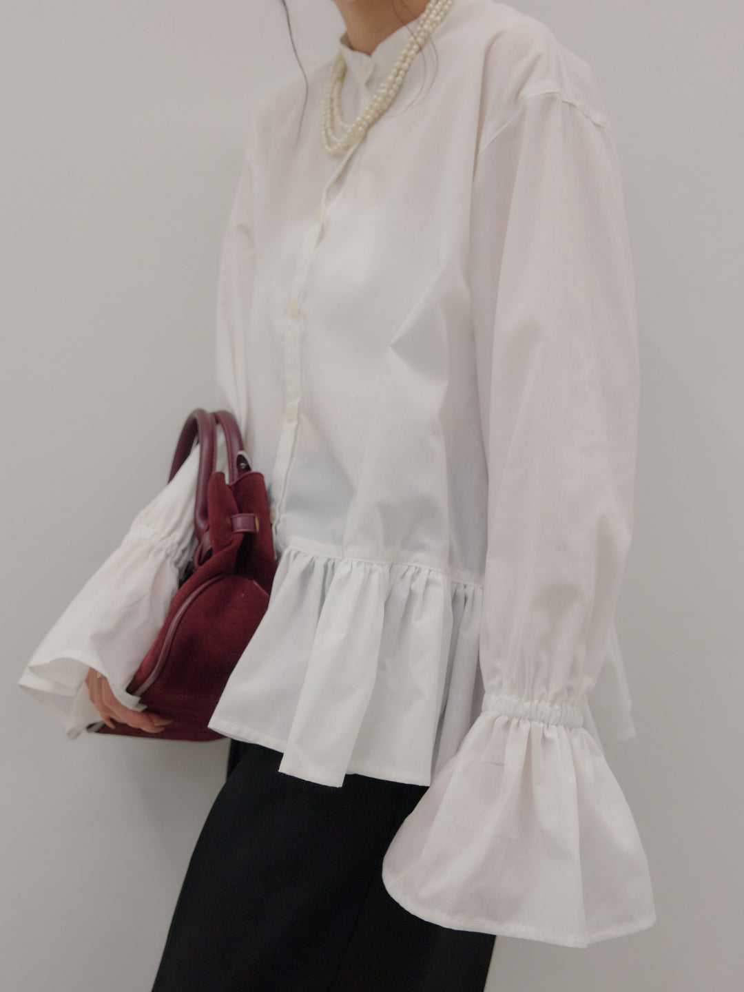 ハイウエストセンタープレスワイドパンツ