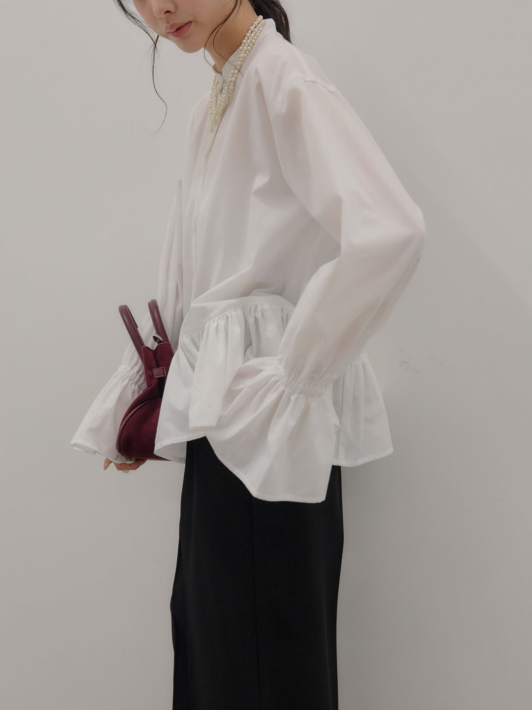 ハイウエストセンタープレスワイドパンツ