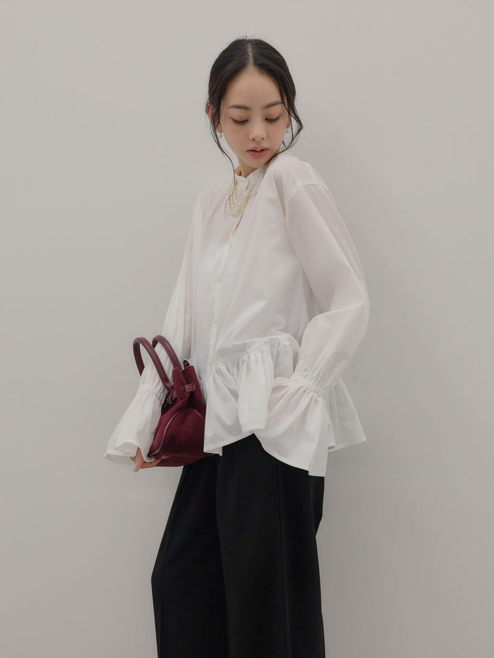 ハイウエストセンタープレスワイドパンツ