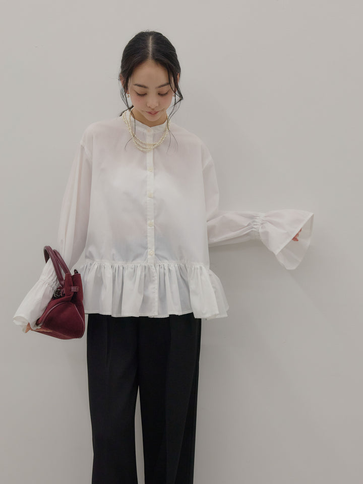 ハイウエストセンタープレスワイドパンツ