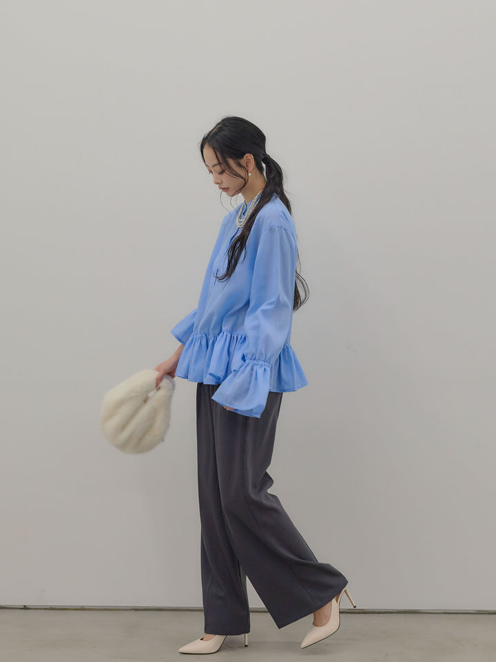 ハイウエストセンタープレスワイドパンツ