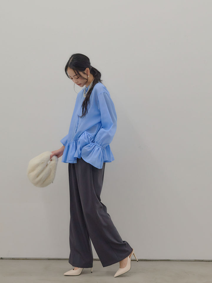 ハイウエストセンタープレスワイドパンツ