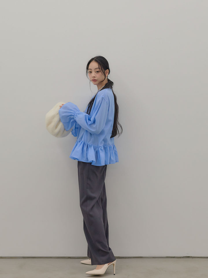 ハイウエストセンタープレスワイドパンツ