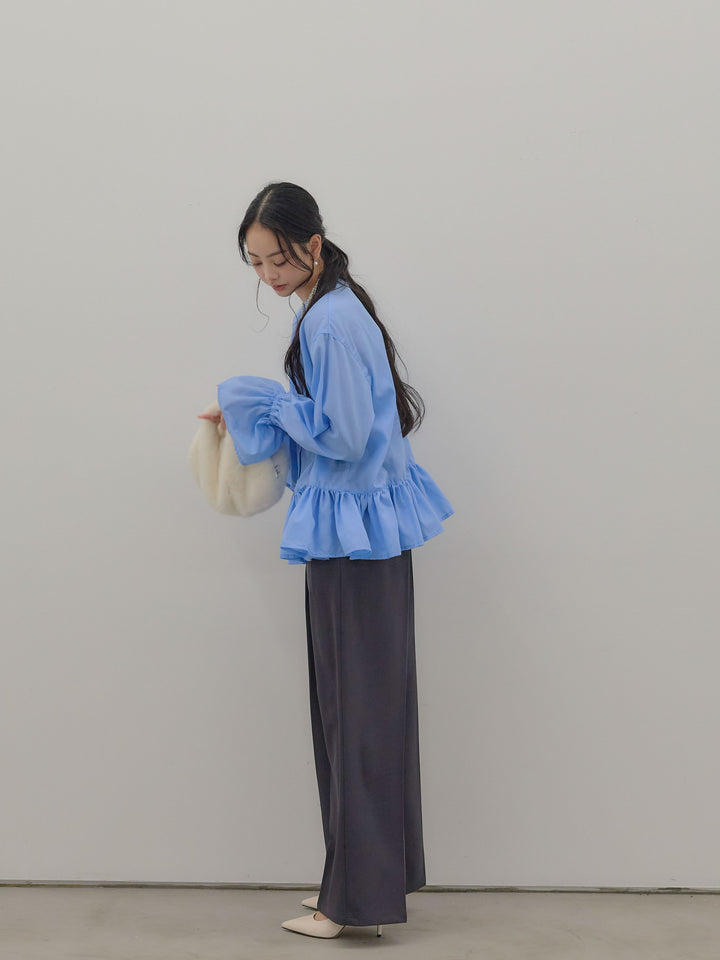 ハイウエストセンタープレスワイドパンツ