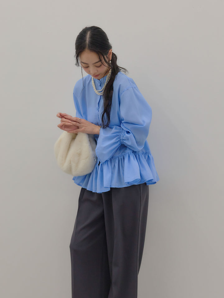 ハイウエストセンタープレスワイドパンツ