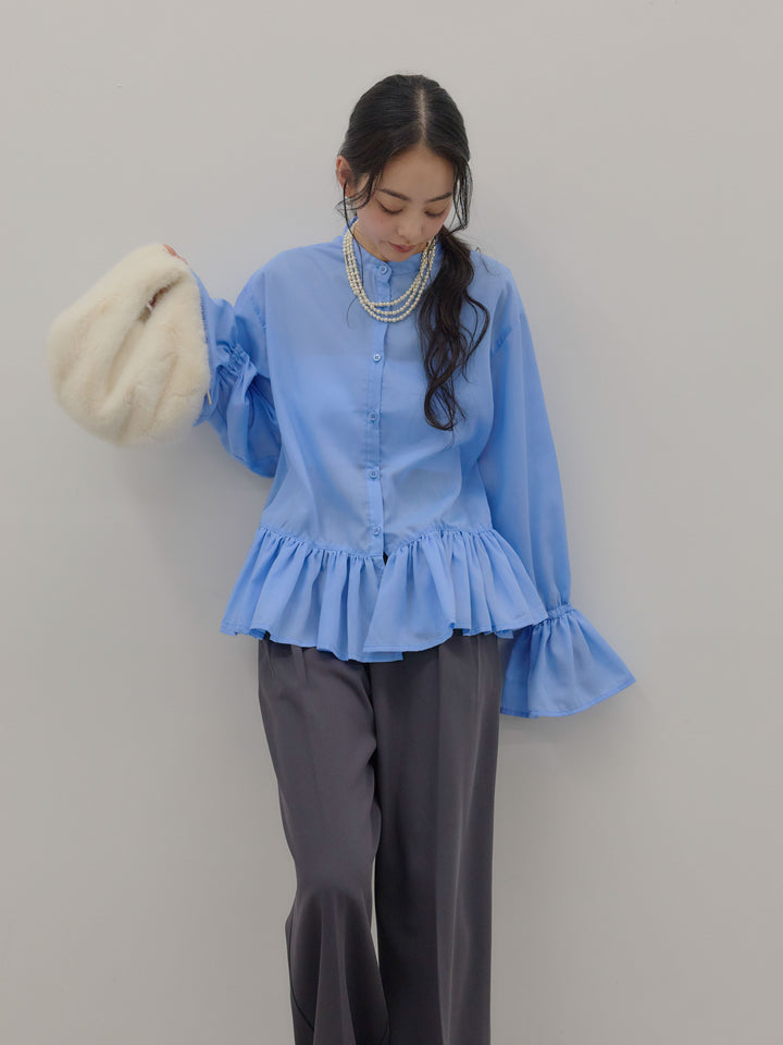 ハイウエストセンタープレスワイドパンツ