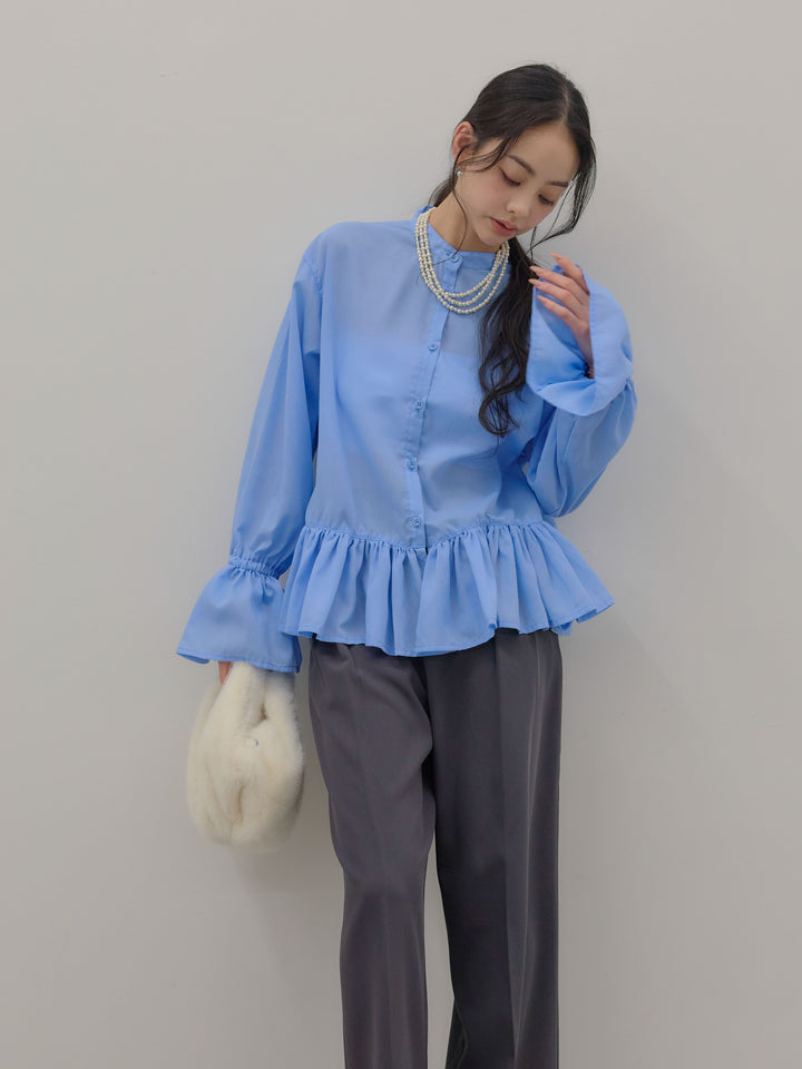 ハイウエストセンタープレスワイドパンツ