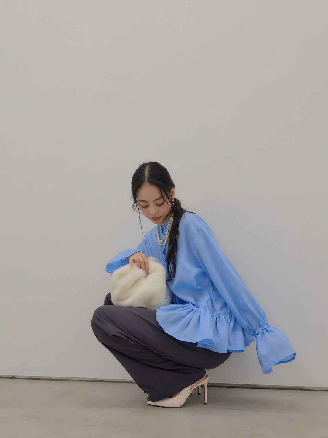 ハイウエストセンタープレスワイドパンツ