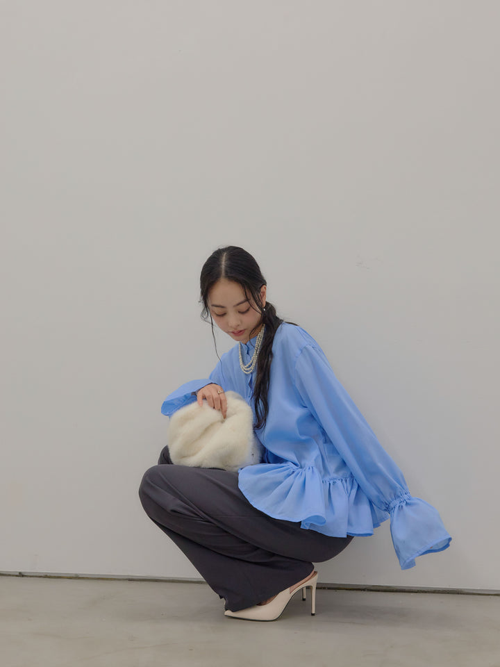 ハイウエストセンタープレスワイドパンツ