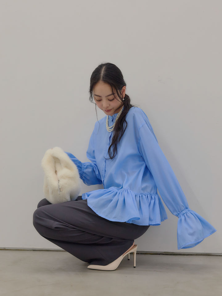 ハイウエストセンタープレスワイドパンツ