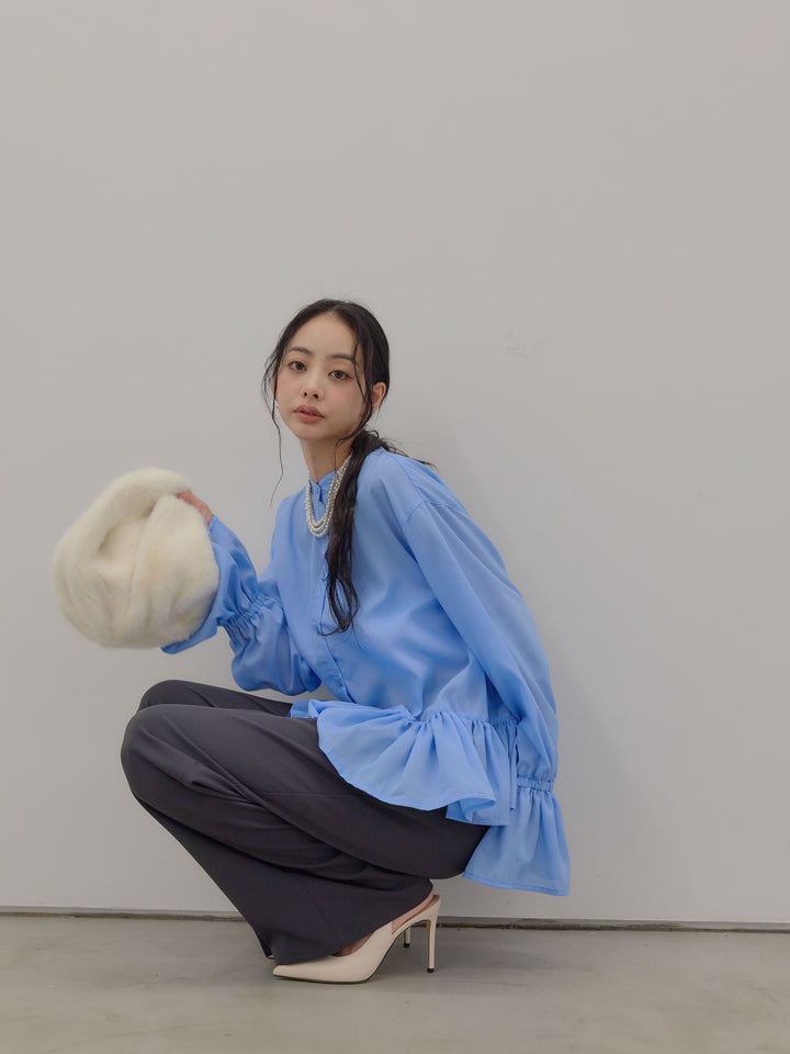 ハイウエストセンタープレスワイドパンツ