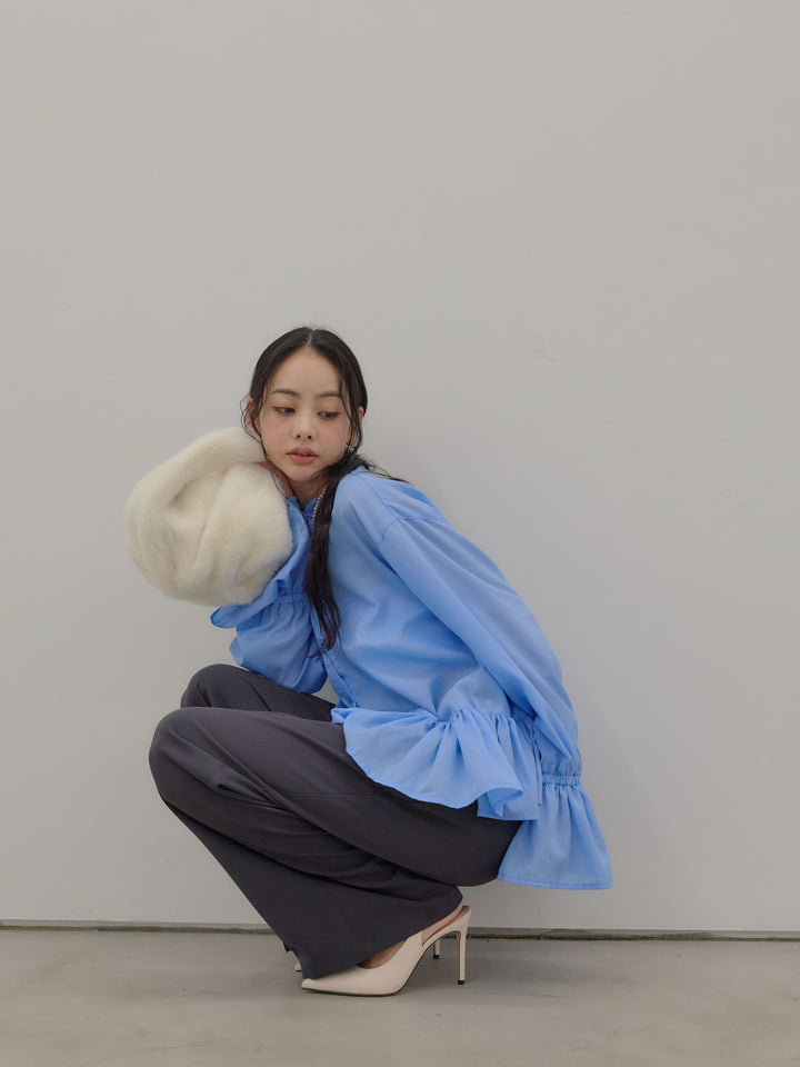 ハイウエストセンタープレスワイドパンツ