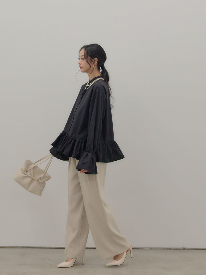 ハイウエストセンタープレスワイドパンツ