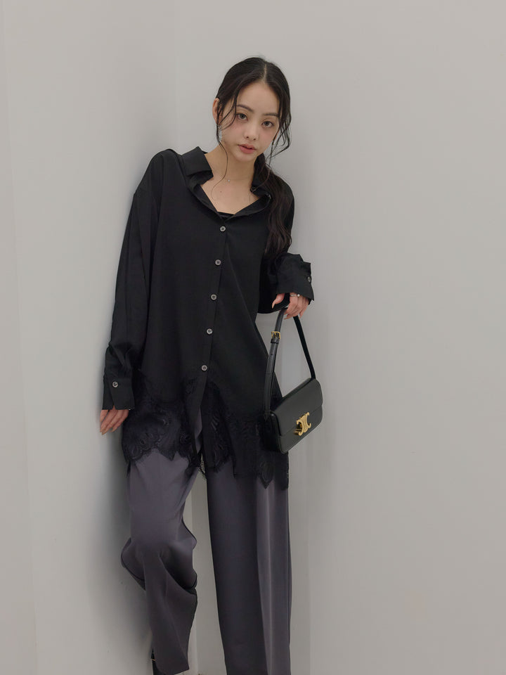 ハイウエストセンタープレスワイドパンツ