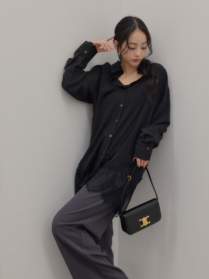 ハイウエストセンタープレスワイドパンツ