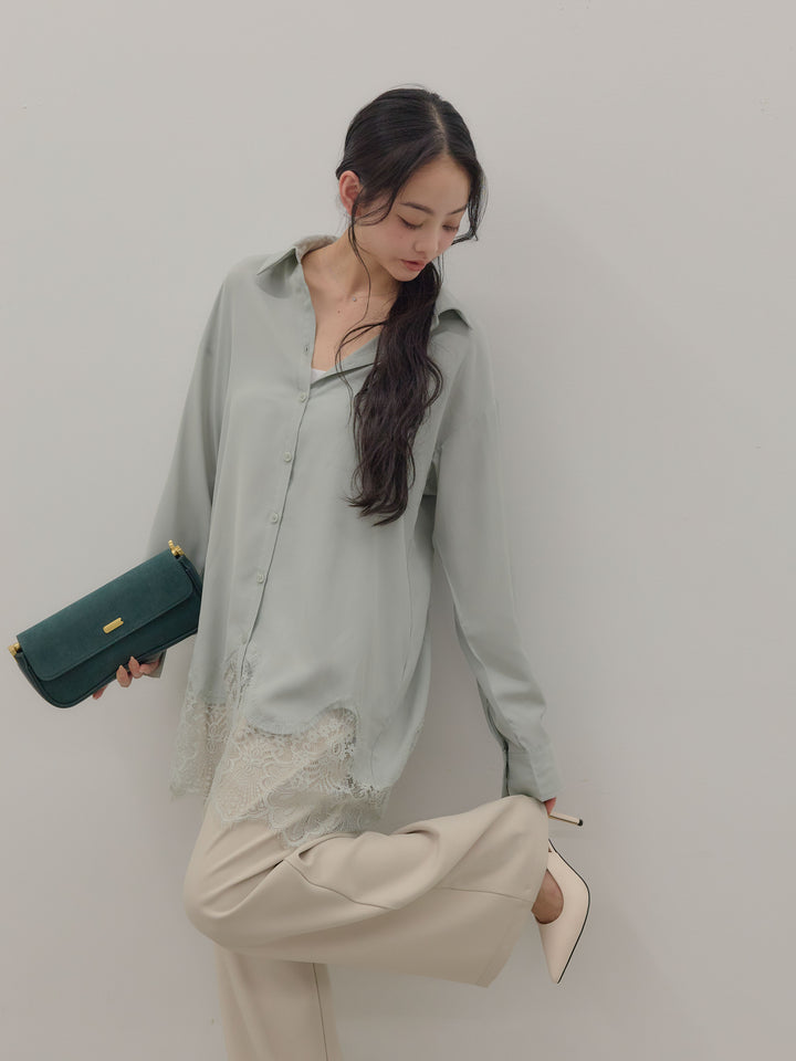 ハイウエストセンタープレスワイドパンツ