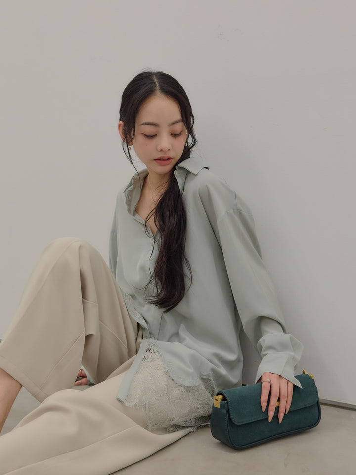 ハイウエストセンタープレスワイドパンツ