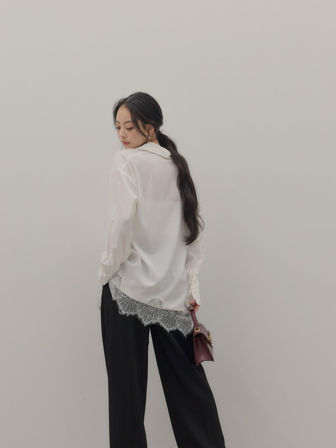 ハイウエストセンタープレスワイドパンツ