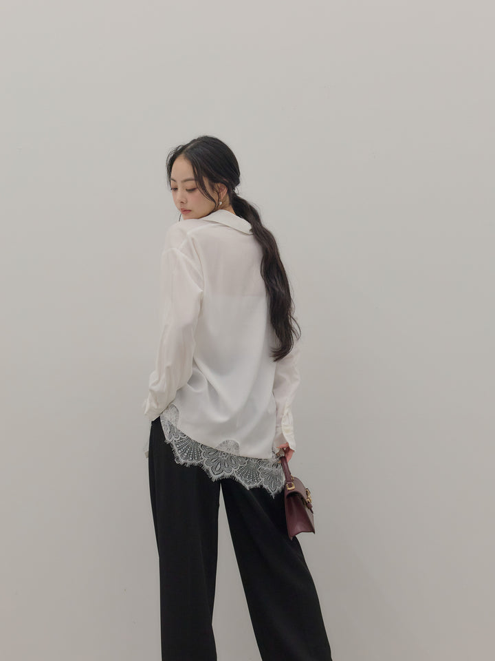 ハイウエストセンタープレスワイドパンツ