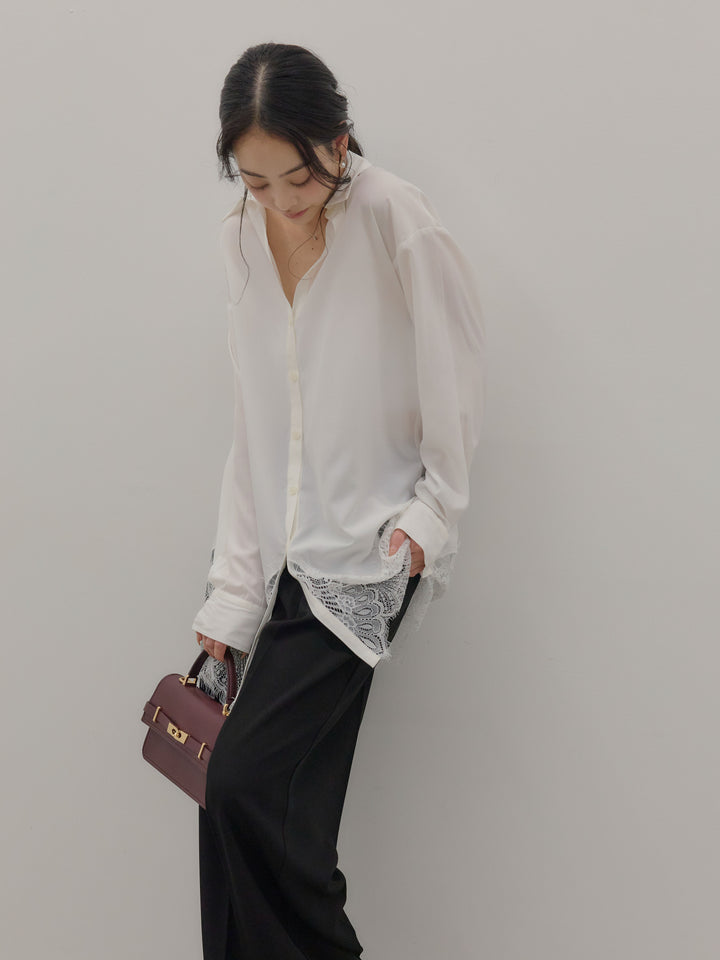 ハイウエストセンタープレスワイドパンツ