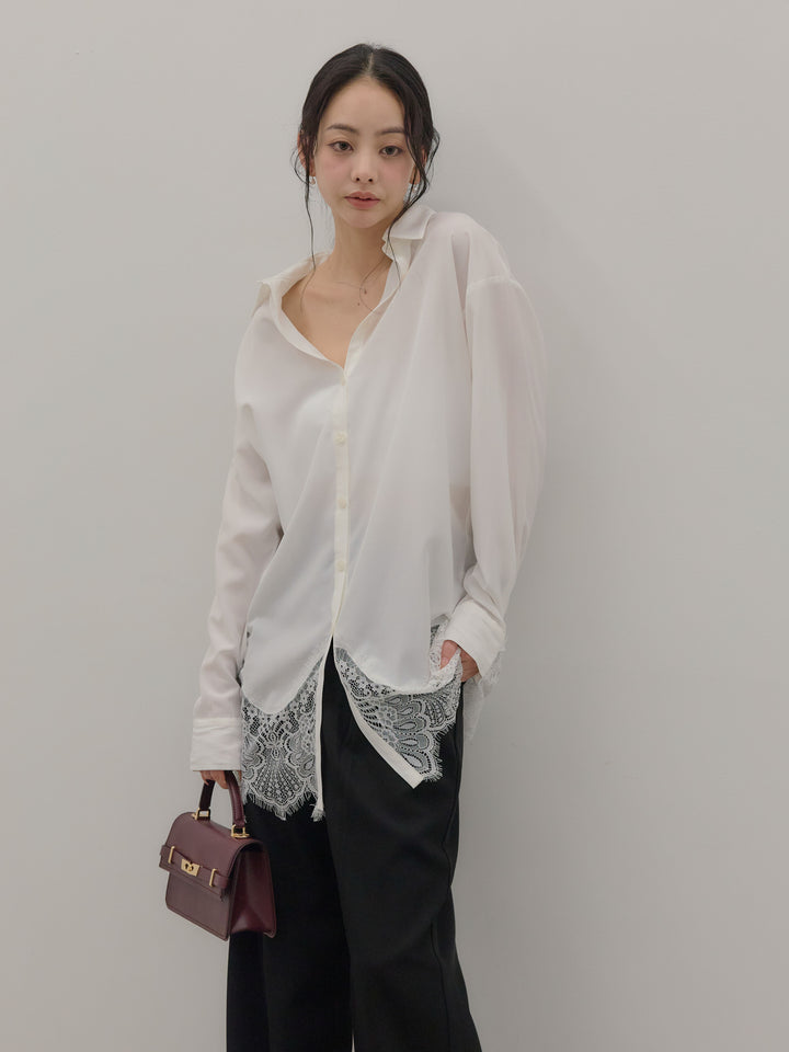 ハイウエストセンタープレスワイドパンツ