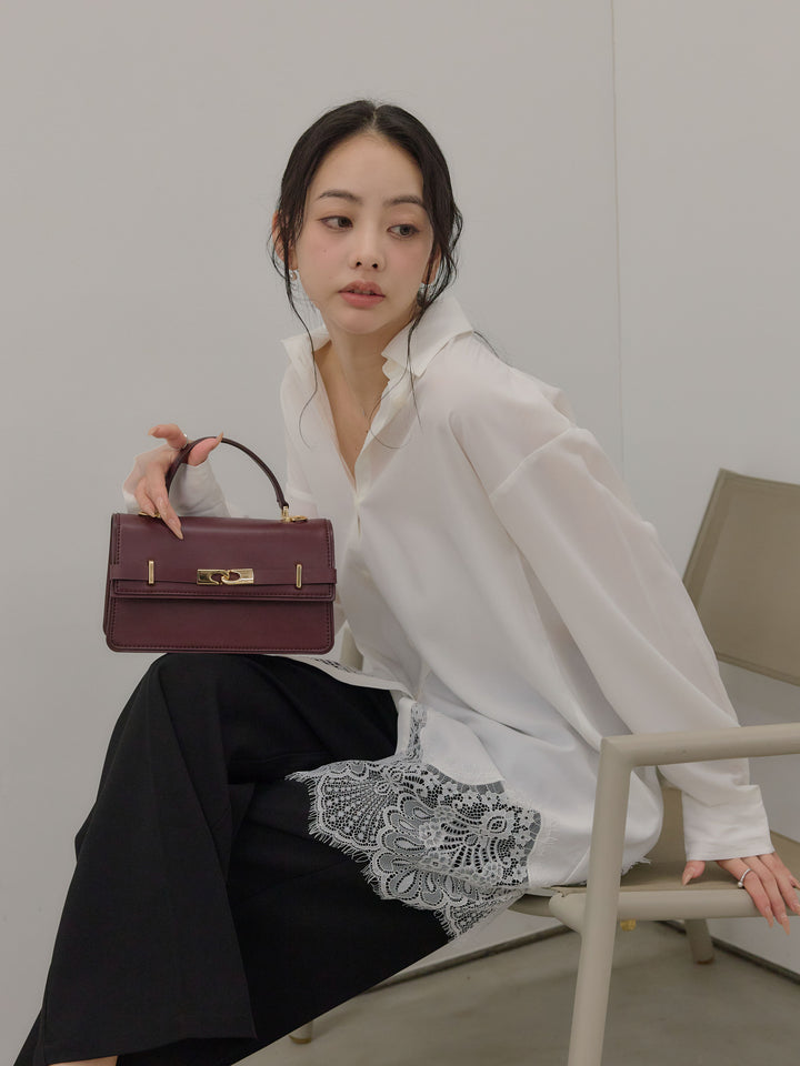 ハイウエストセンタープレスワイドパンツ