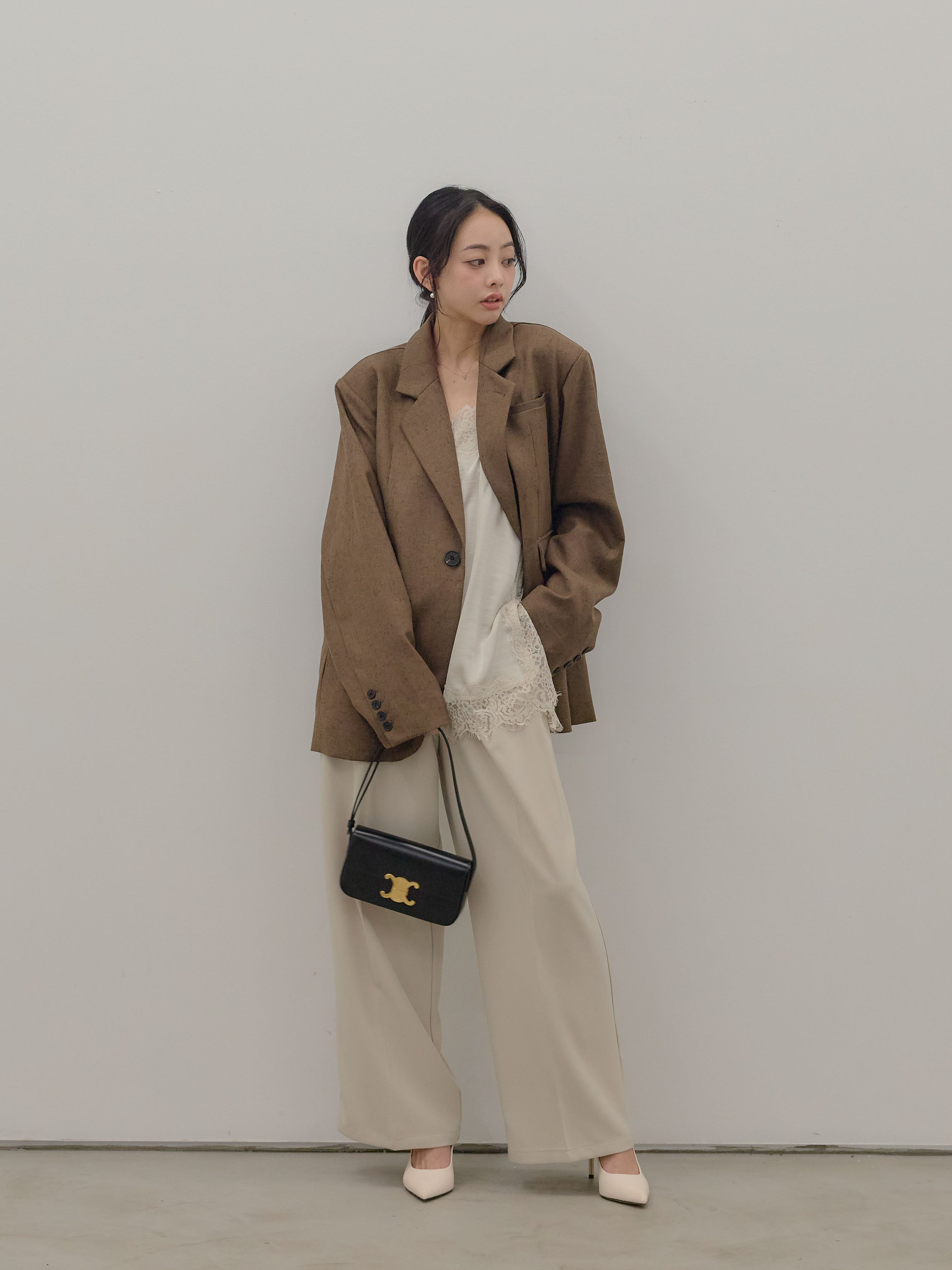 SET】MIXカルゼオーバーサイズテーラードジャケット+ハイウエスト