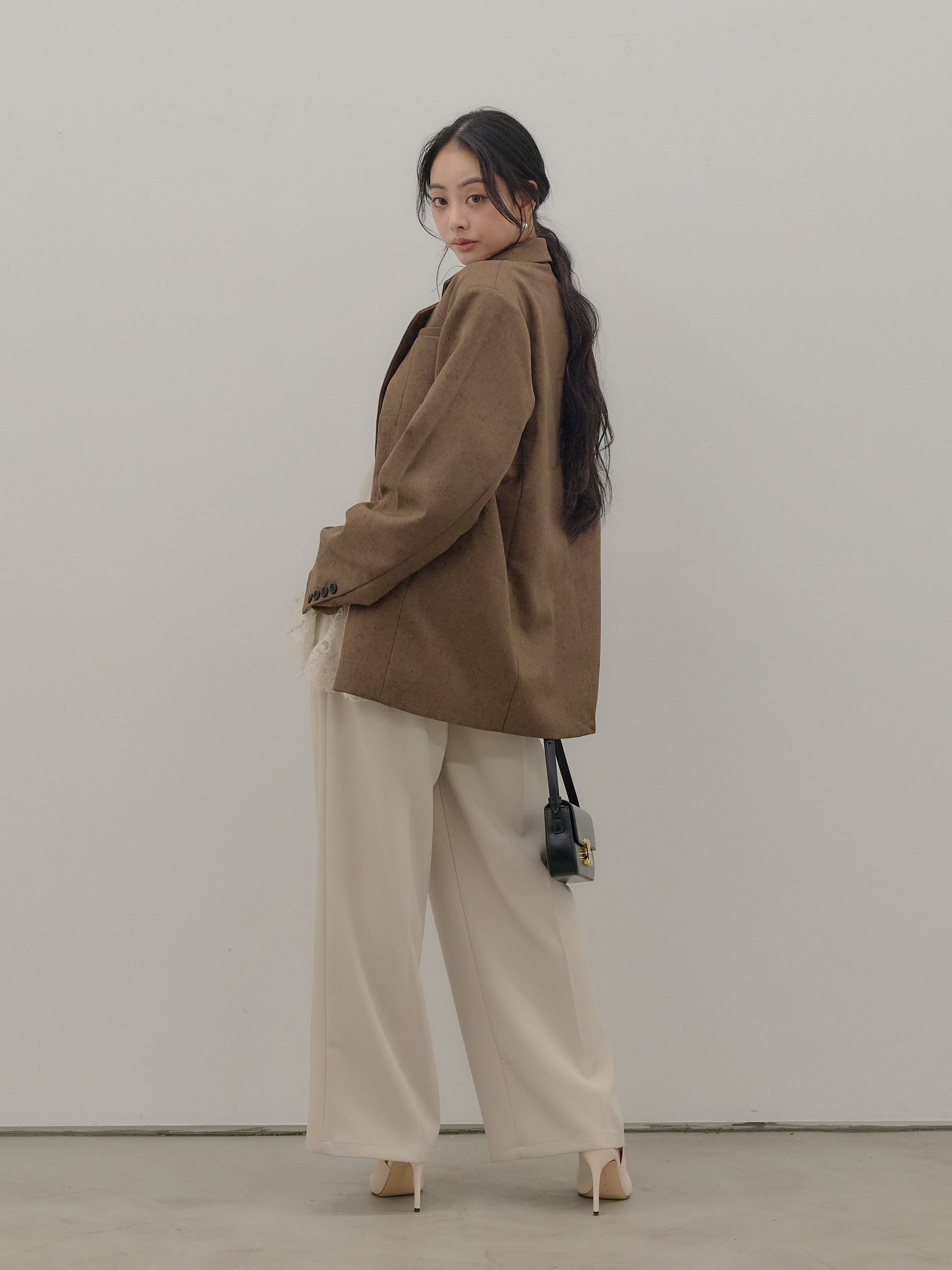 SET】MIXカルゼオーバーサイズテーラードジャケット+ハイウエスト