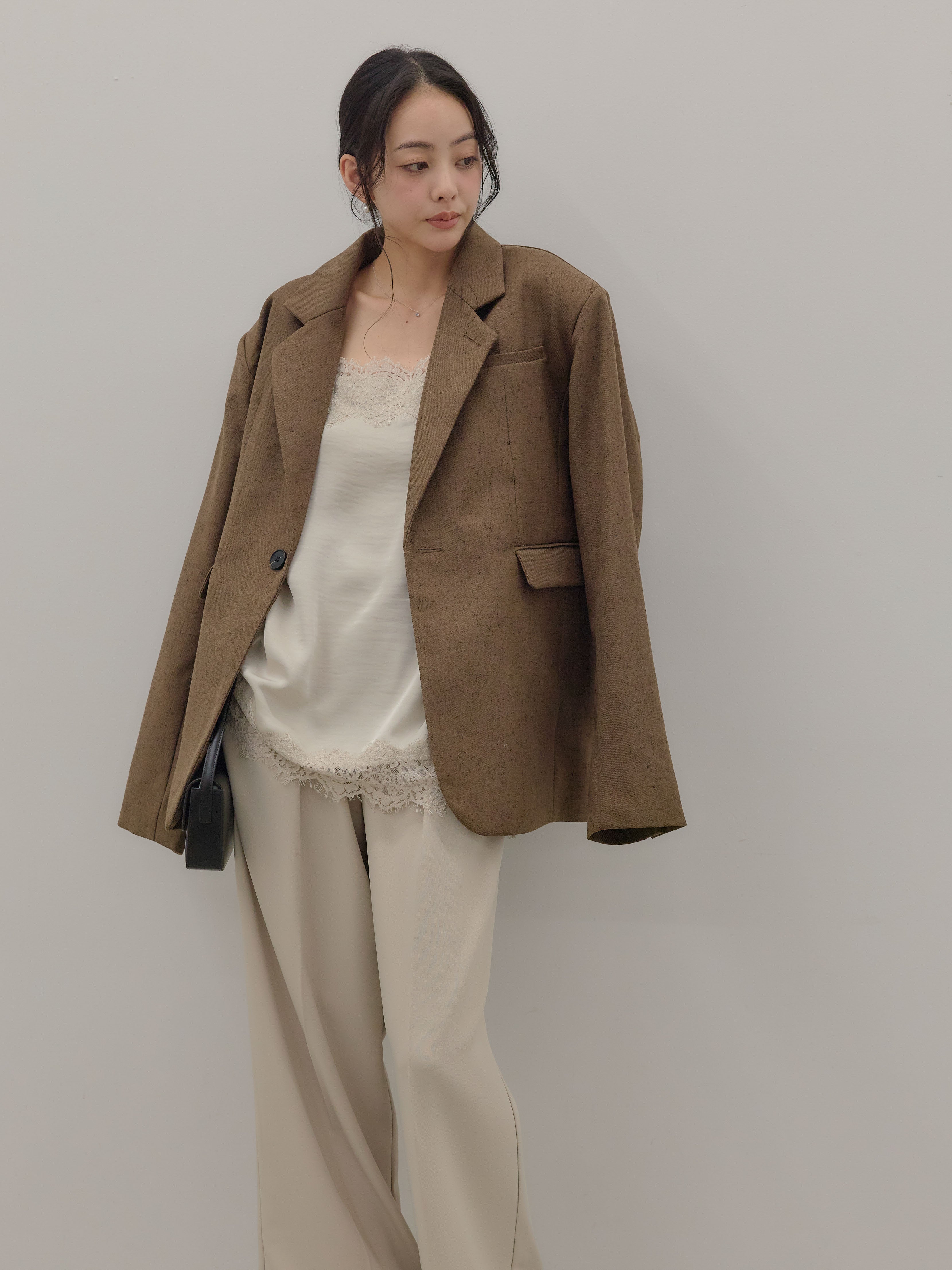 SET】MIXカルゼオーバーサイズテーラードジャケット+ハイウエスト