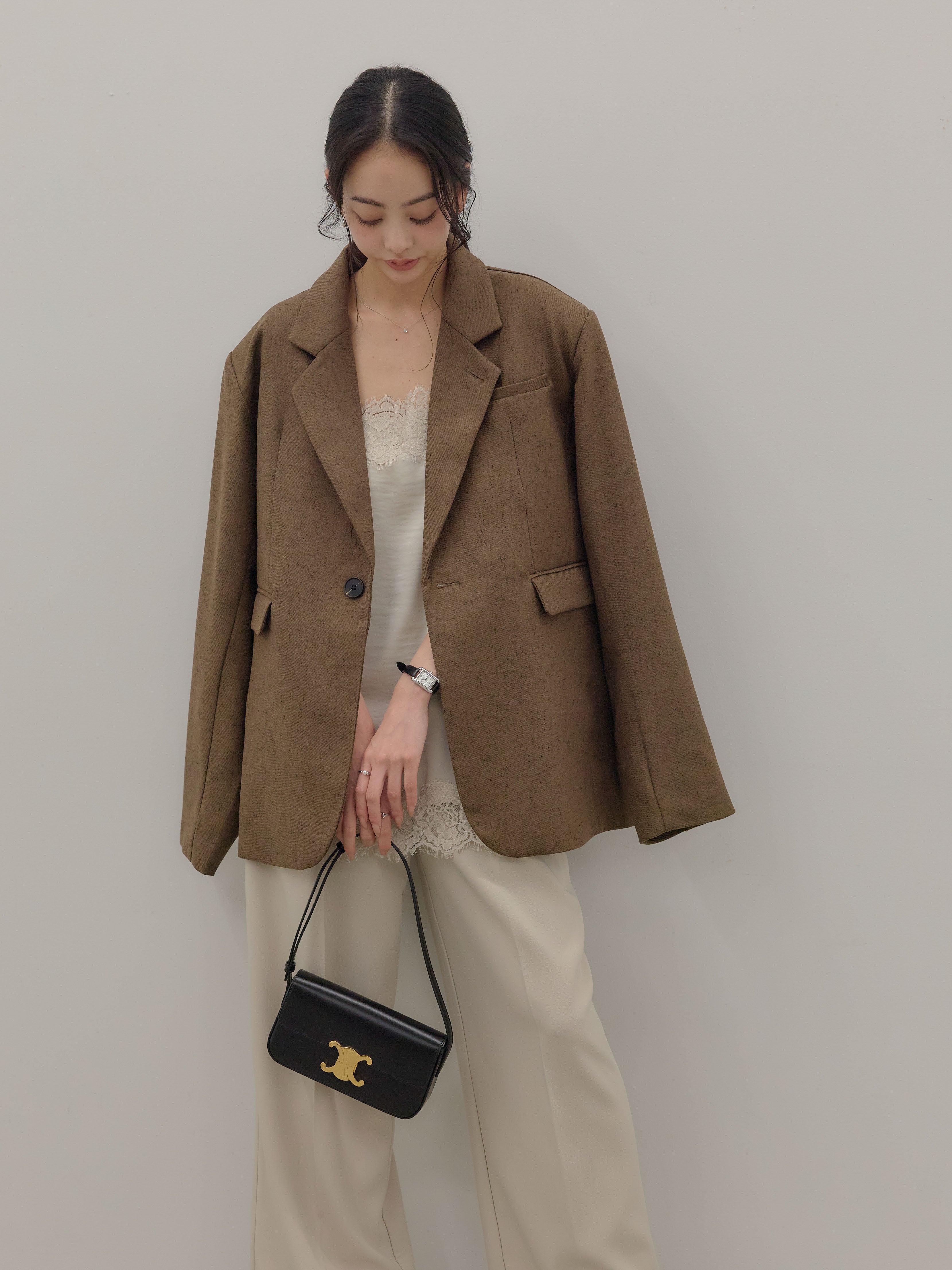 SET】MIXカルゼオーバーサイズテーラードジャケット+ハイウエスト