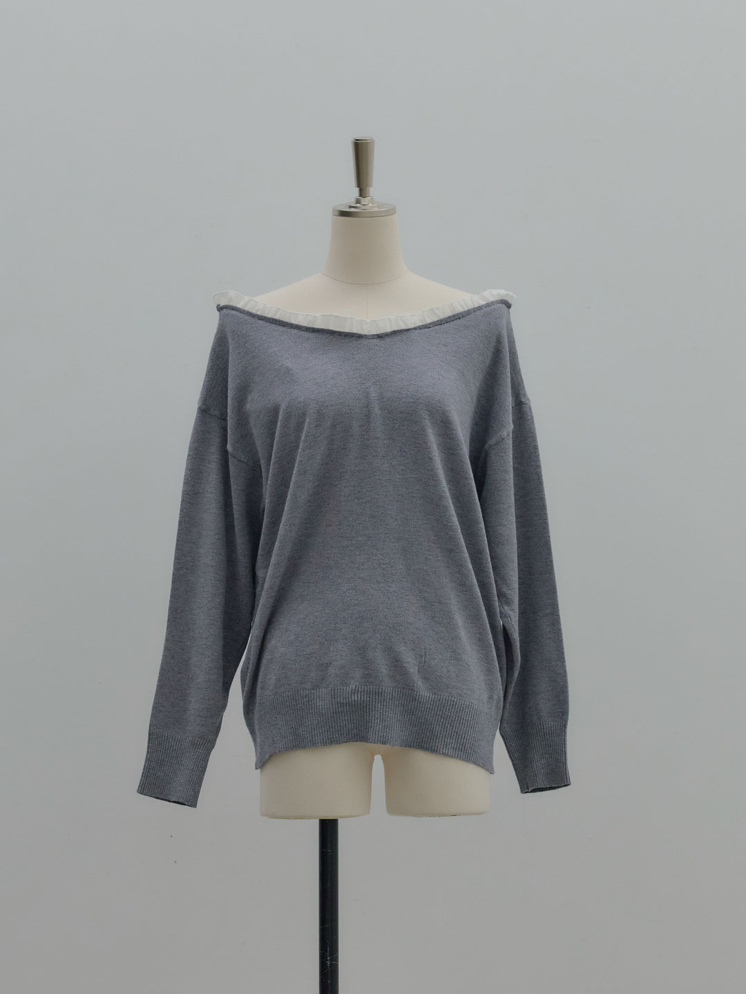 異素材コンビオフショルプルオーバー