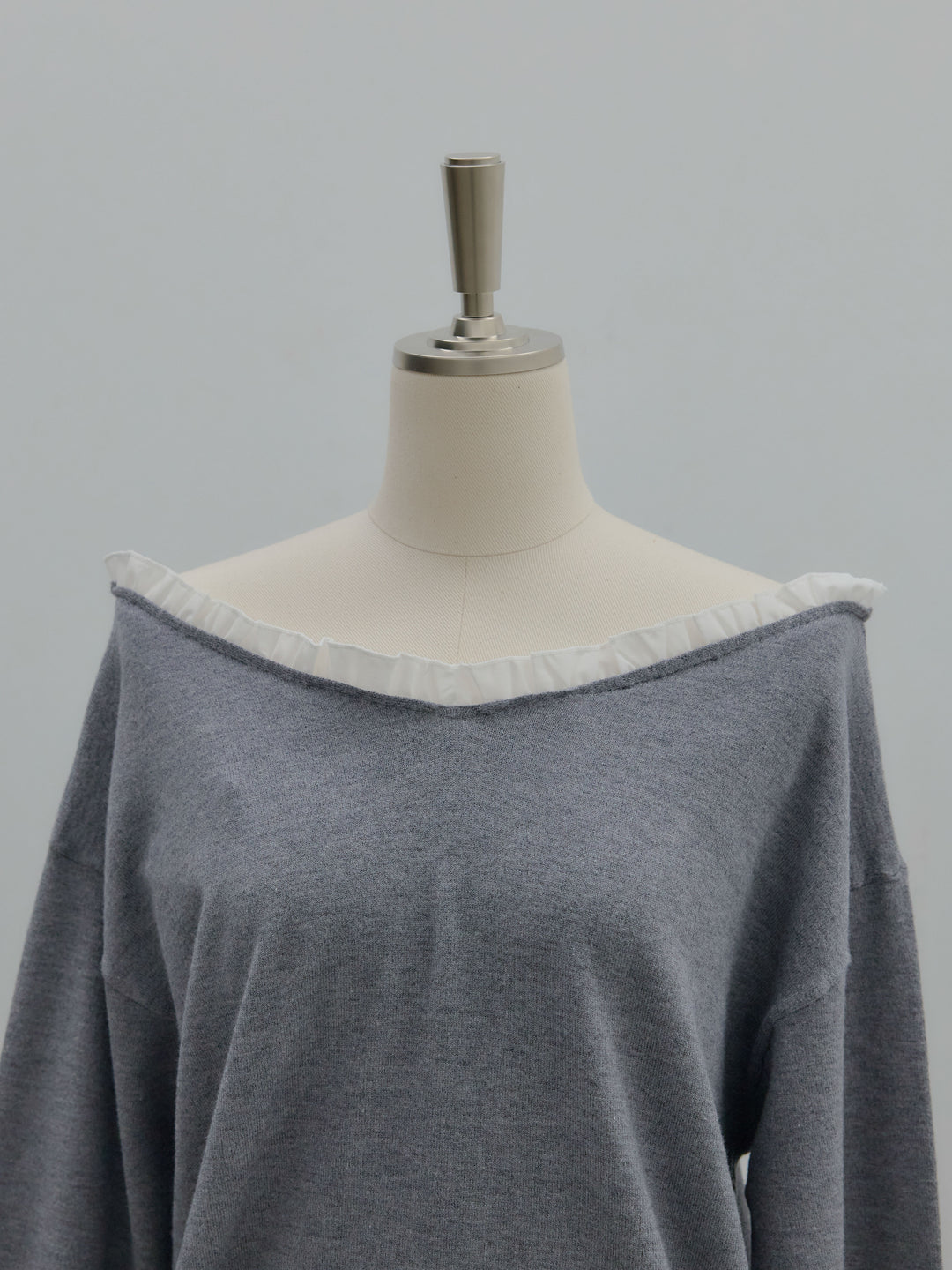 異素材コンビオフショルプルオーバー