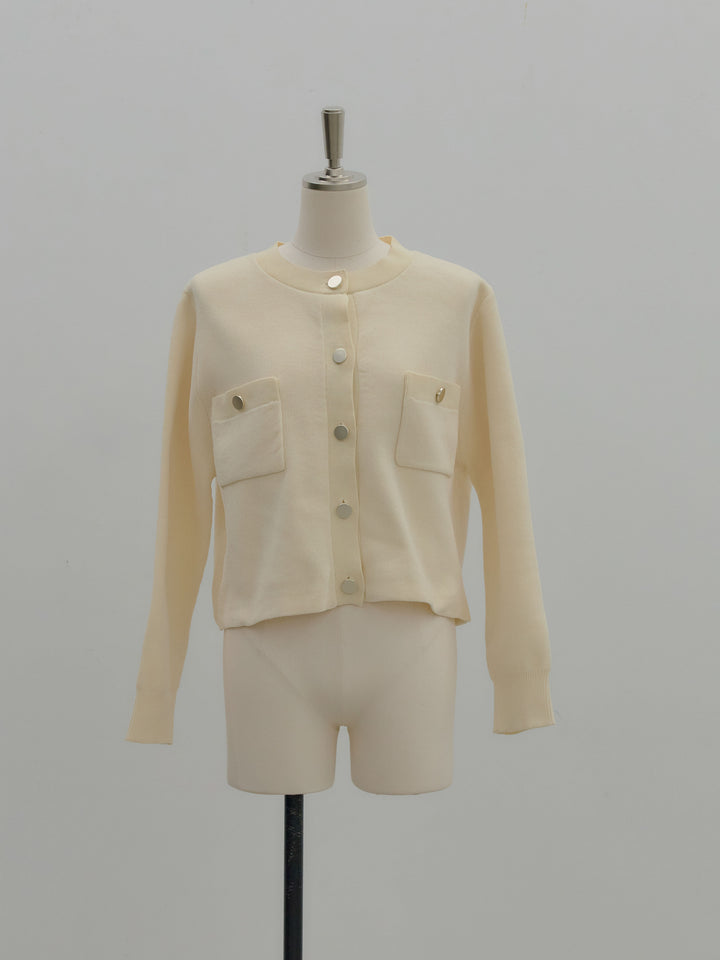 ゴールドボタンモールニットカーディガン