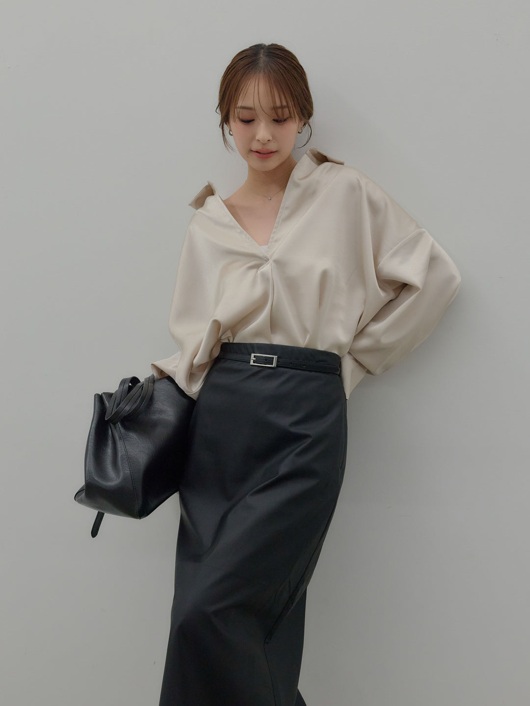 フェイクレザーナロースカート