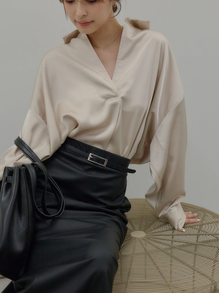 フェイクレザーナロースカート