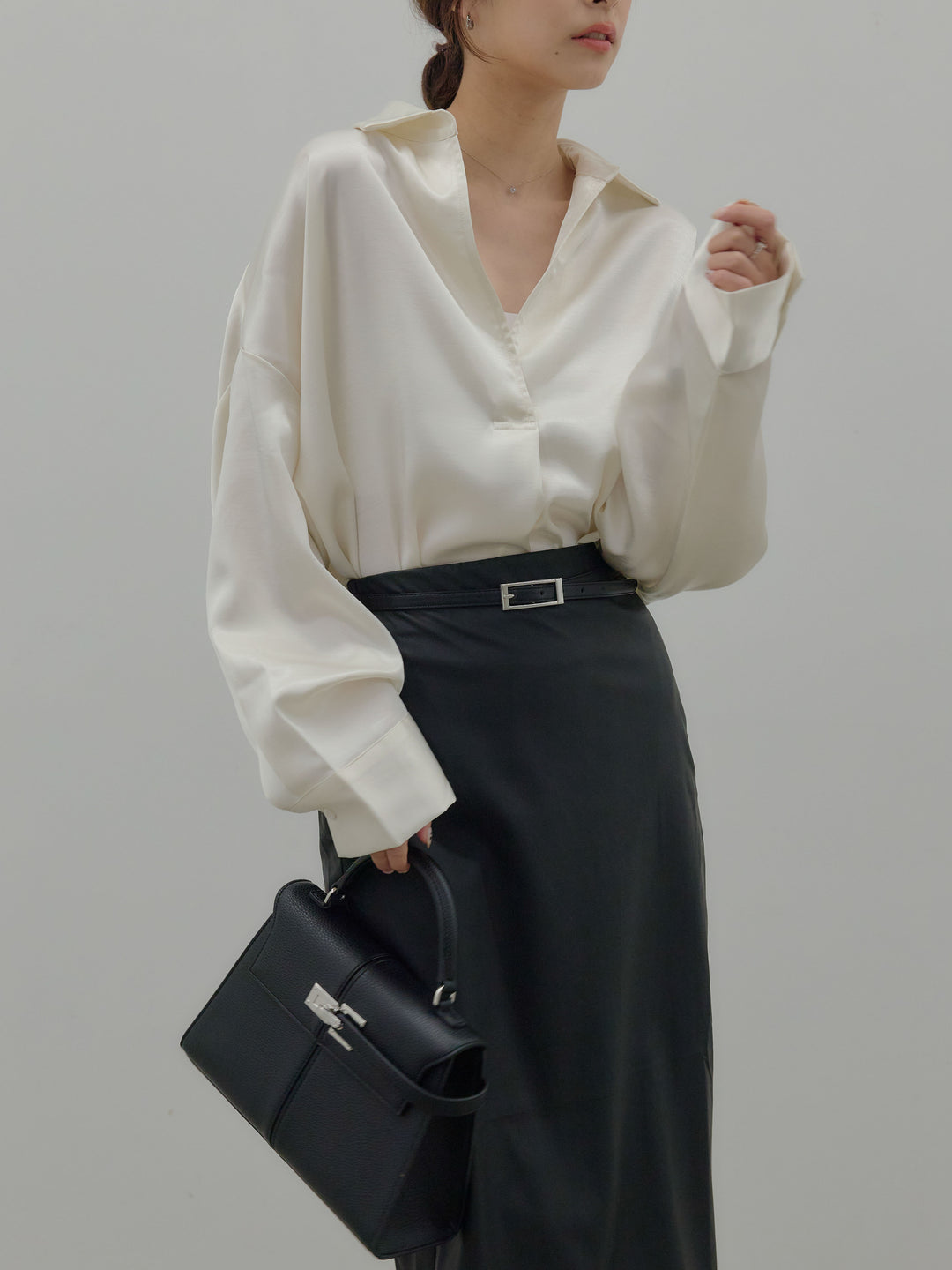 【Essential】7部袖リブドッキングワンピース