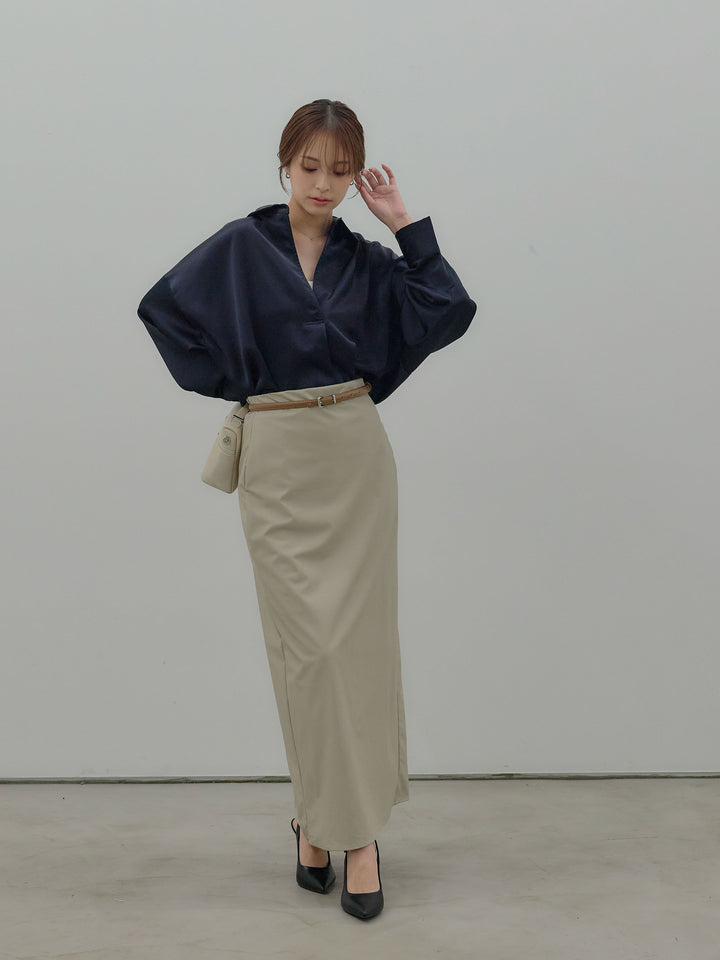 フェイクレザーナロースカート