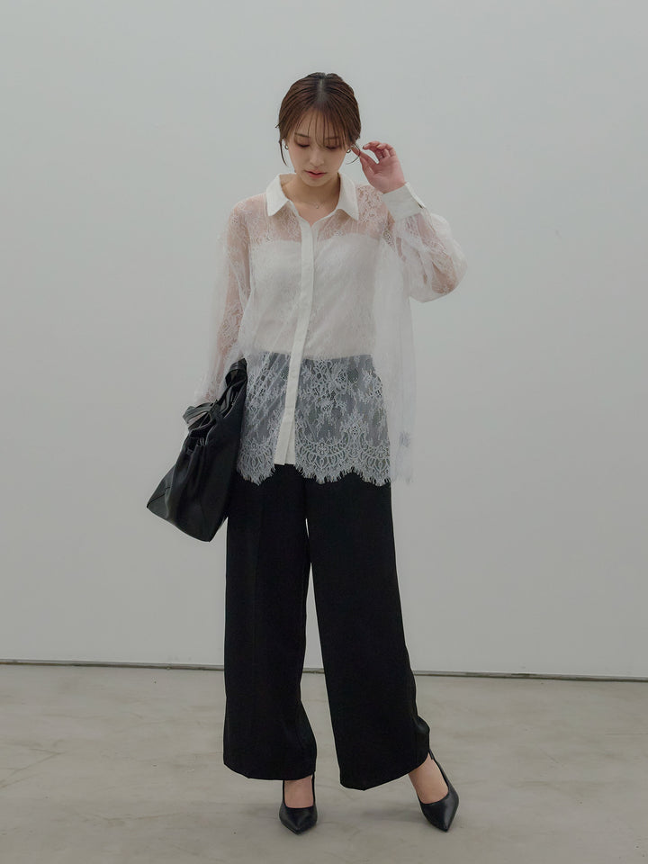 総レースボリュームスリーブシャツ