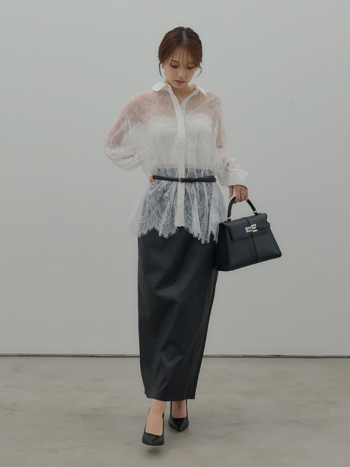 総レースボリュームスリーブシャツ