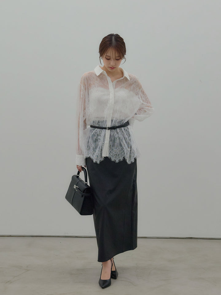 総レースボリュームスリーブシャツ