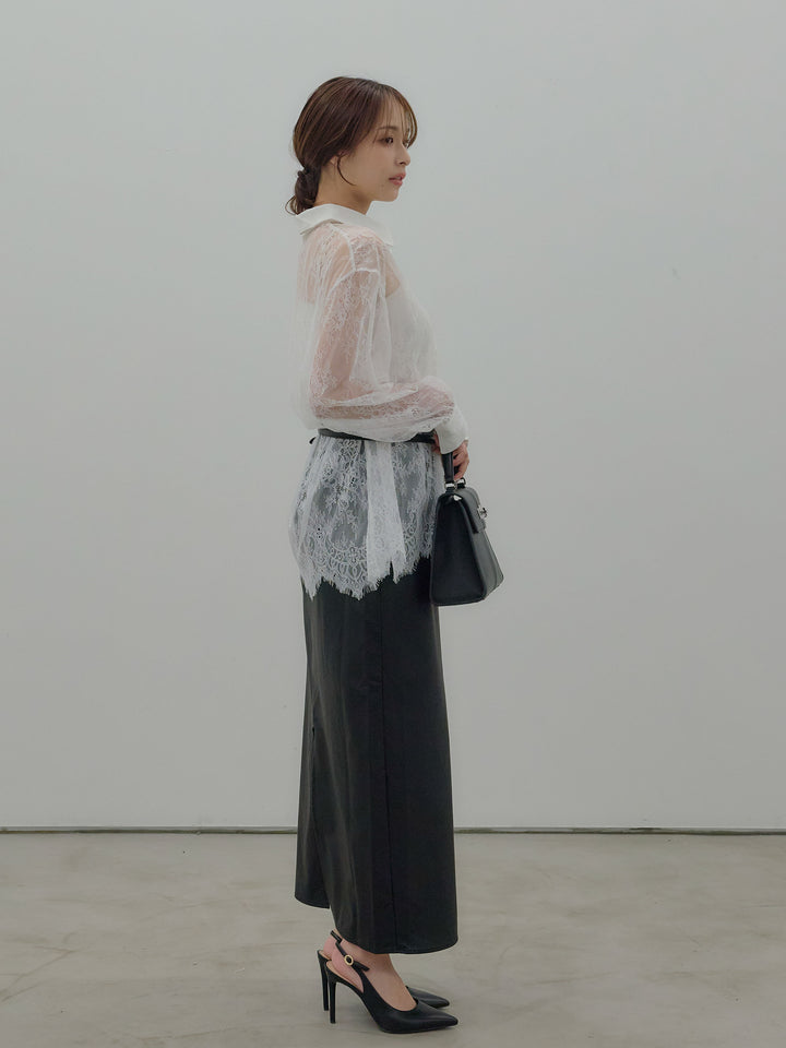総レースボリュームスリーブシャツ