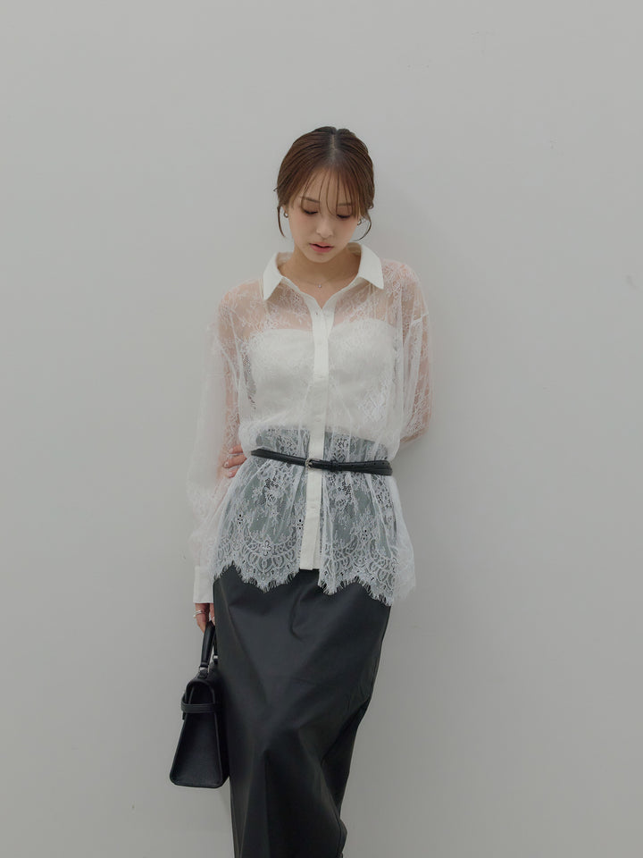 フェイクレザーナロースカート