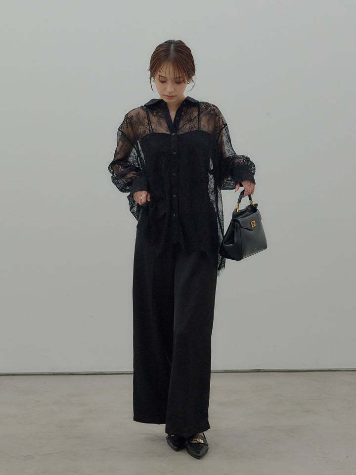 総レースボリュームスリーブシャツ