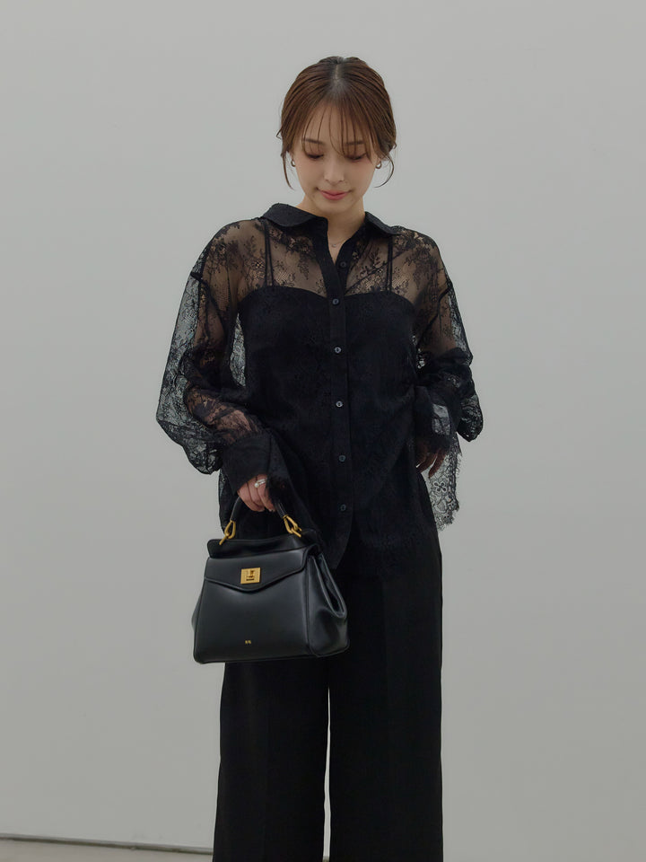 総レースボリュームスリーブシャツ