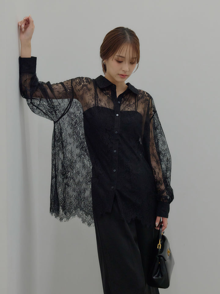 総レースボリュームスリーブシャツ