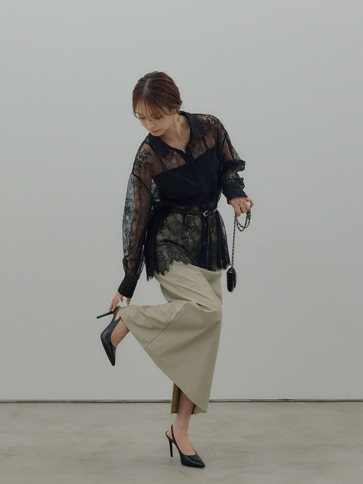 フェイクレザーナロースカート