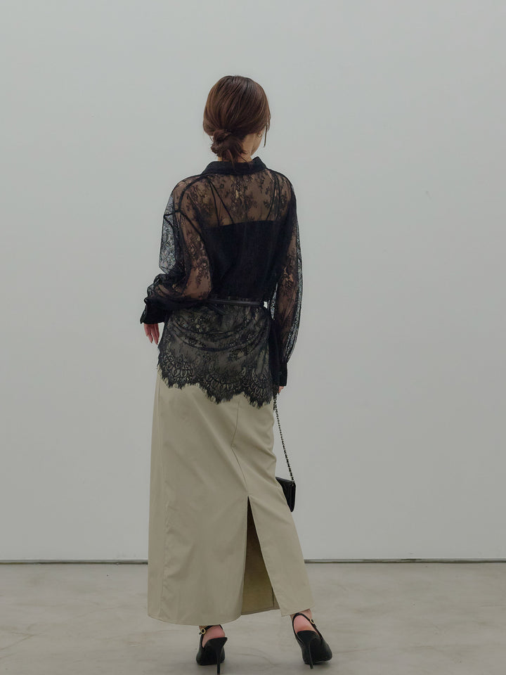 総レースボリュームスリーブシャツ