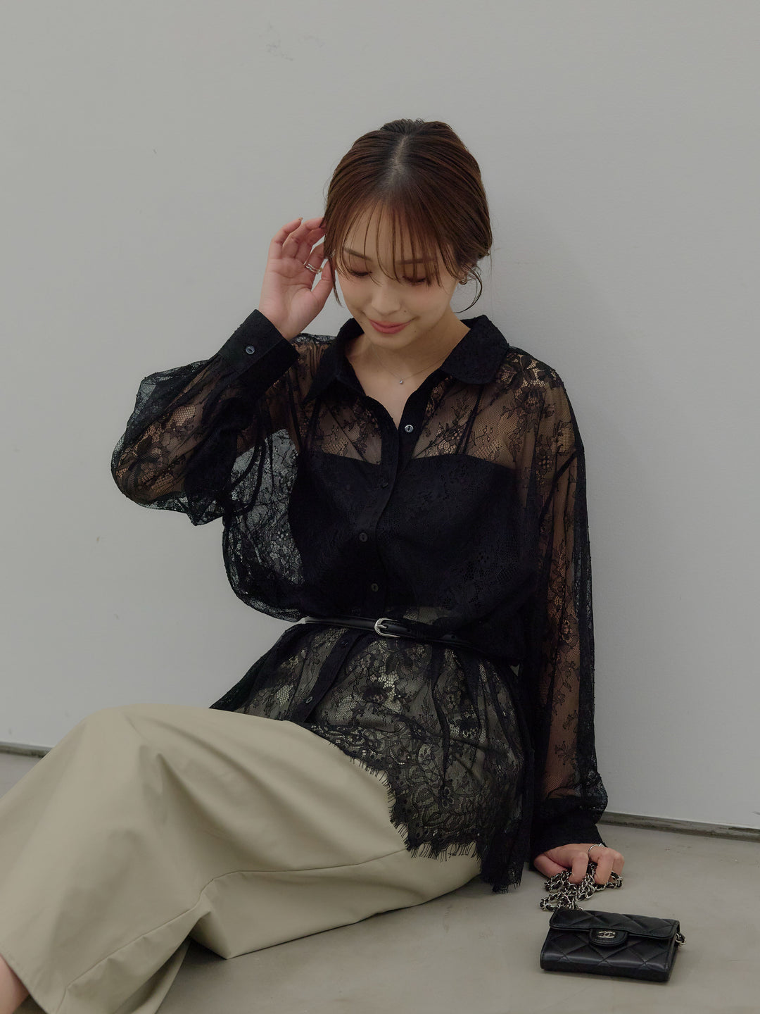 フェイクレザーナロースカート