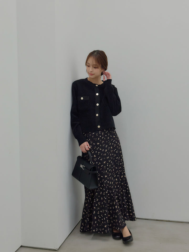 ゴールドボタンモールニットカーディガン